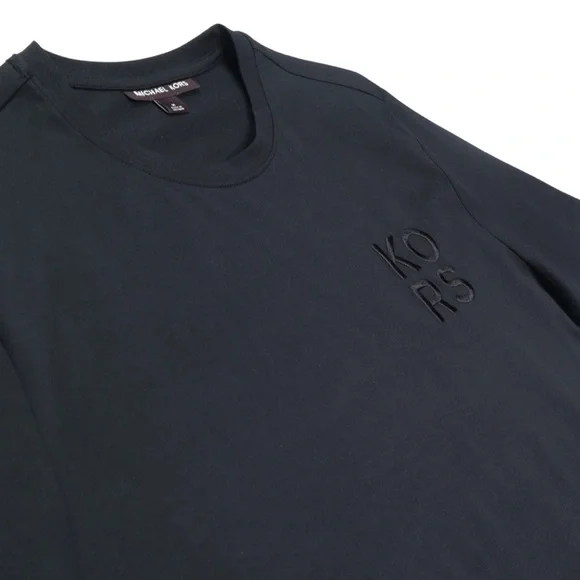 Michael Kors T-shirt Mens Size Medium Embroidered Logo Black Short Sleeve - Picture 3 of 12